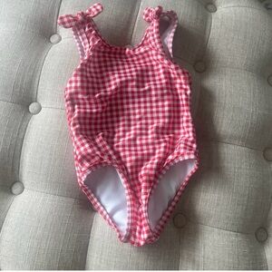 Cat & Jack Red and White Gingham One-Piece Swimsuit